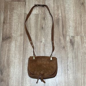‘Zoe’ Brown Suede Saddle Bag